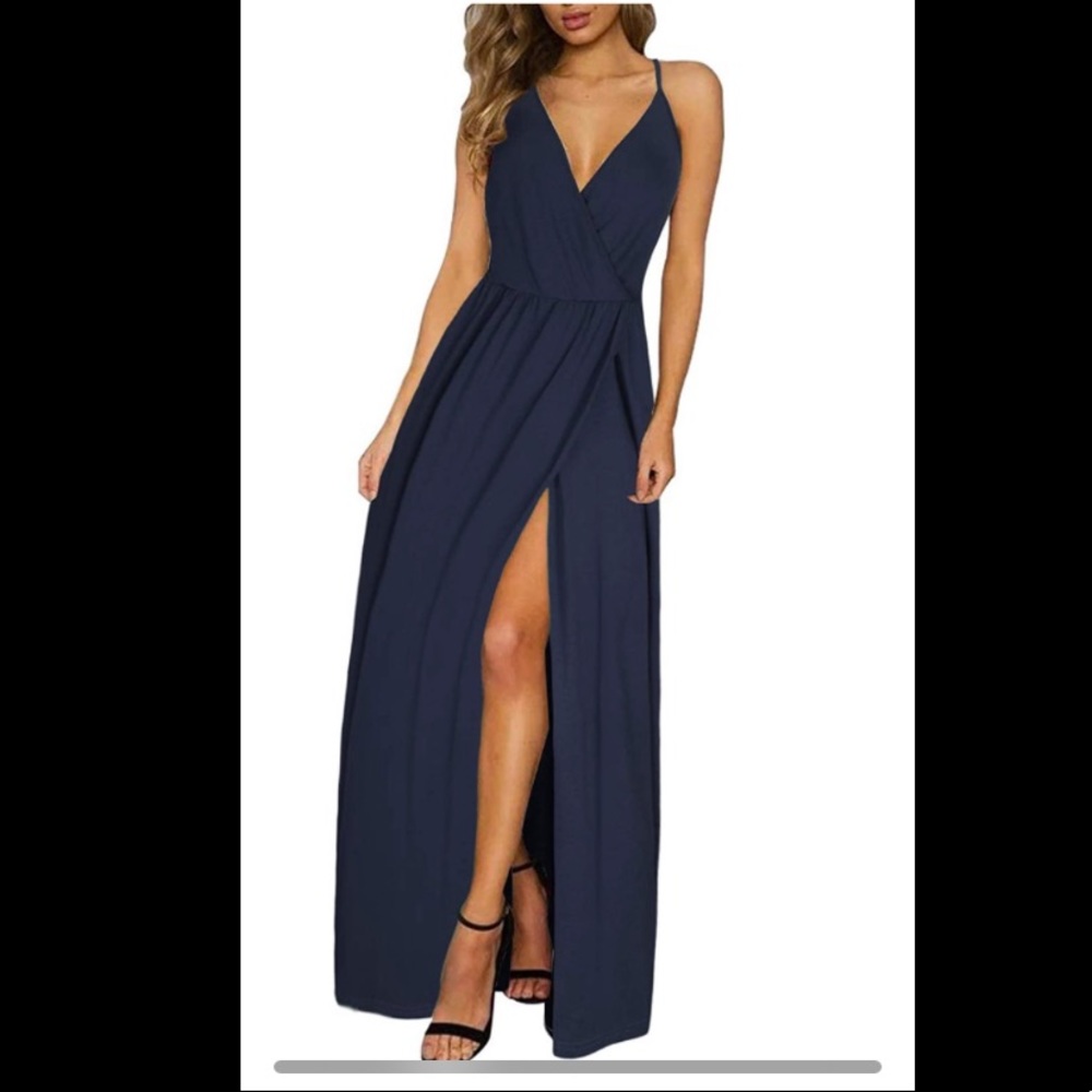 Navy floor length formal dress. New with tags.